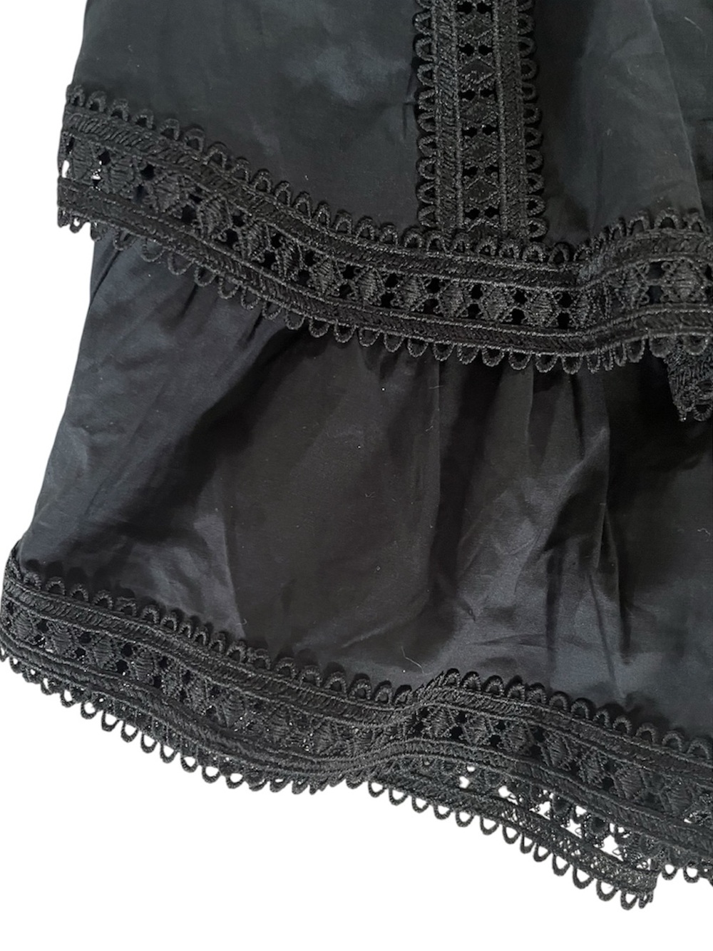FRANCESCA’S Women's Black Tiered Embroidered Lace Trim Shorts/ Skort size XS - Picture 4 of 10